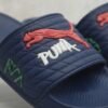 PUMA Quilted Sport Slides – Black with Bold Graphic Detail