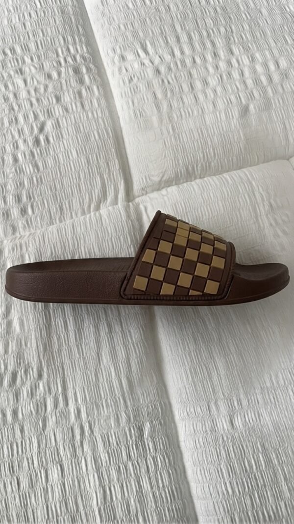 Z Sports Checkered Strap Casual Slides – Brown & Beige