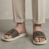 A|X Designer Logo Sport Slides – Off-White & Taupe Brown
