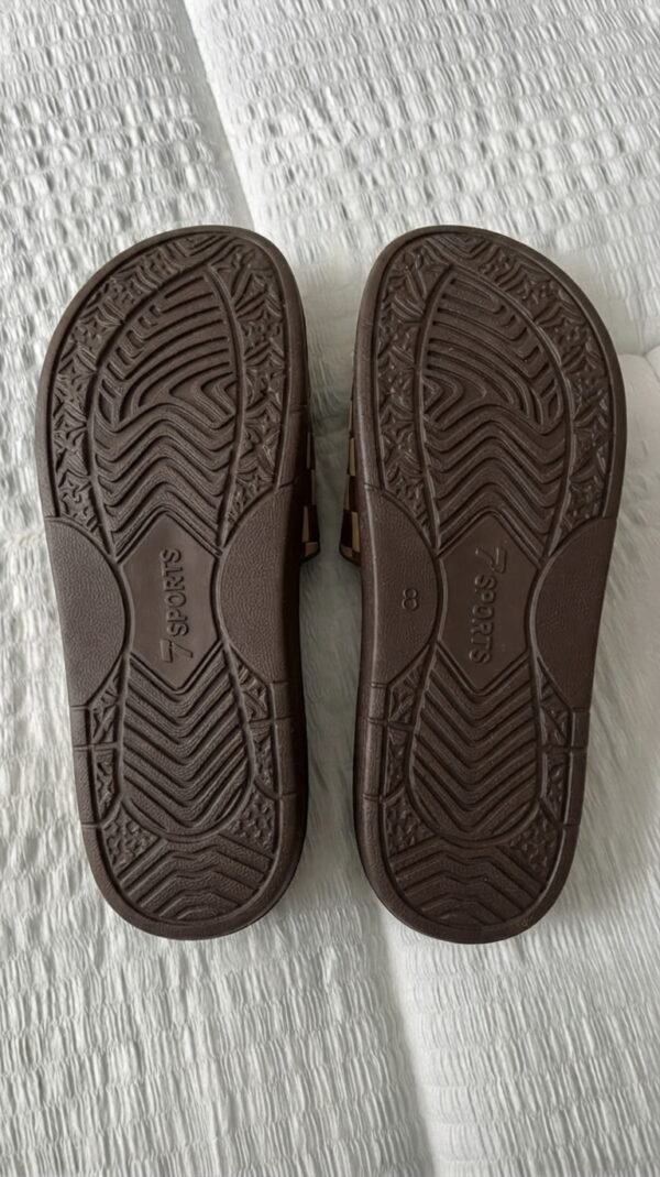 Z Sports Checkered Strap Casual Slides – Brown & Beige