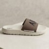 A|X Designer Logo Sport Slides – Off-White & Taupe Brown