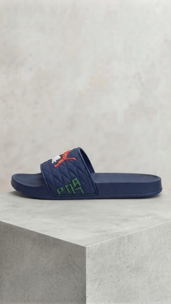 PUMA Quilted Sport Slides – Black with Bold Graphic Detail