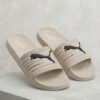 PUMA Minimalist Sport Slides – Beige & Black
