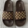 Z Sports Checkered Strap Casual Slides – Brown & Beige
