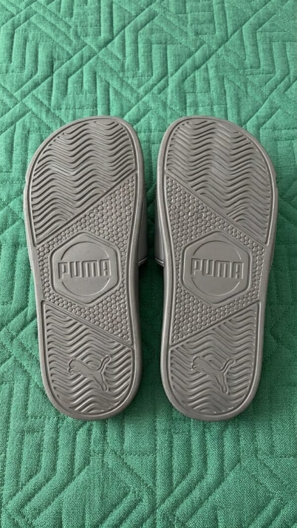 PUMA Graphic Sport Slides – Grey with Neon Accents