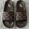 Nike All-Over Print Swoosh Slides – Black & White