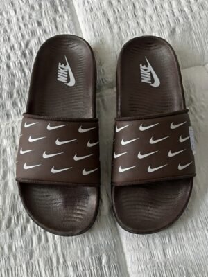 Nike All-Over Print Swoosh Slides – Black & White
