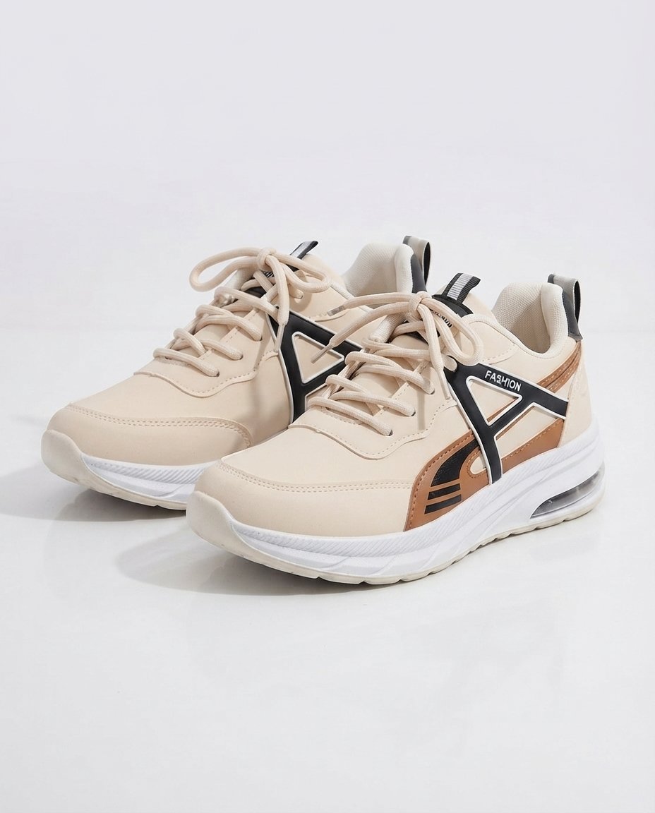 Contrast Overlay Lace-Up Athletic Footwear